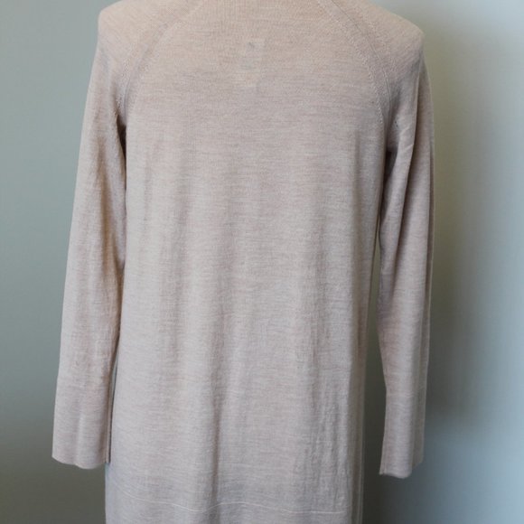 (NWT) Talbots Tan Open Front Cardigan Duster Longline Merino Wool, PS - Picture 8 of 11